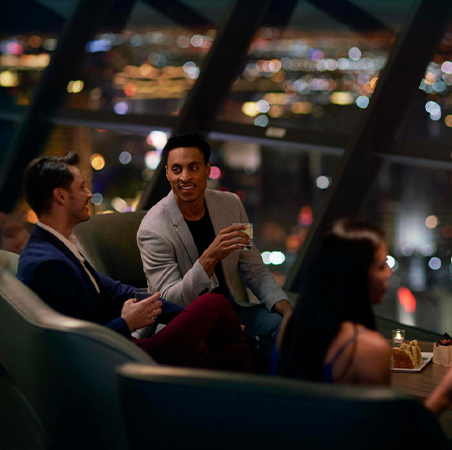 People having drinks at the observation tower bar